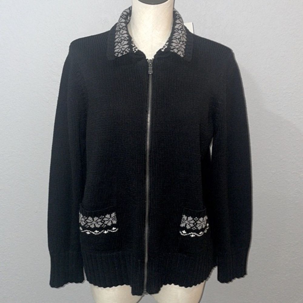 Liz Claiborne Vintage NWT Women’s Zip-Up Collared Cardigan Sweater size L Cotton